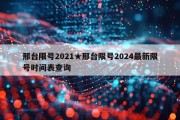 邢台限号2021★邢台限号2024最新限号时间表查询