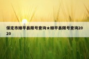 保定市顺平县限号查询★顺平县限号查询2020