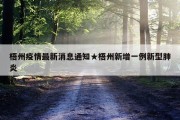 梧州疫情最新消息通知★梧州新增一例新型肺炎