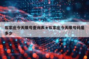 石家庄今天限号查询表★石家庄今天限号码是多少