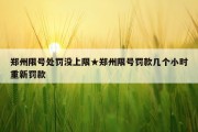 郑州限号处罚没上限★郑州限号罚款几个小时重新罚款