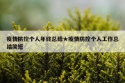 疫情防控个人年终总结★疫情防控个人工作总结简短