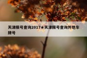 天津限号查询2017★天津限号查询外地车牌号