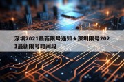深圳2021最新限号通知★深圳限号2021最新限号时间段