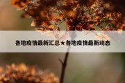 各地疫情最新汇总★各地疫情最新动态