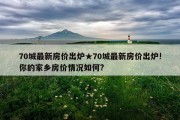 70城最新房价出炉★70城最新房价出炉!你的家乡房价情况如何?