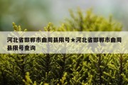 河北省邯郸市曲周县限号★河北省邯郸市曲周县限号查询