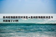 泉州疫情最新实时消息★泉州疫情最新消息今天新增了15例