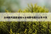 沧州限号最新通知★沧州限号限什么号今天