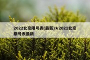 2022北京限号表(最新)★2021北京限号表最新