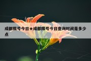 成都限号今日★成都限号今日查询时间是多少点