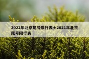2022年北京尾号限行表★2021年北京尾号限行表