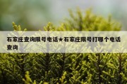 石家庄查询限号电话★石家庄限号打哪个电话查询
