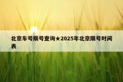 北京车号限号查询★2025年北京限号时间表