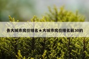 各大城市房价排名★大城市房价排名前30的