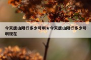 今天唐山限行多少号啊★今天唐山限行多少号啊现在