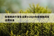 疫情期间只发生活费★2020年疫情期间生活费标准