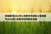 安阳限号2024年1月限号时间表★安阳限号2024年1月限号时间表及范围