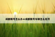 成都限号怎么办★成都限号车辆怎么处罚