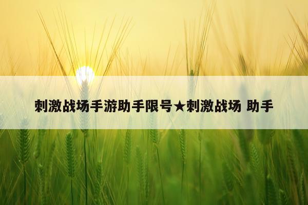 刺激战场手游助手限号★刺激战场 助手