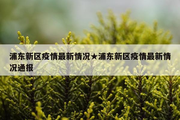 浦东新区疫情最新情况★浦东新区疫情最新情况通报