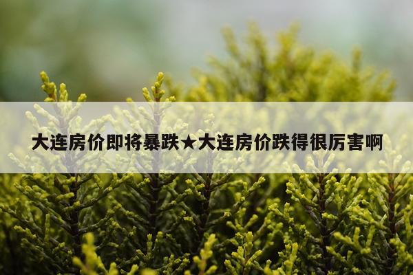 大连房价即将暴跌★大连房价跌得很厉害啊