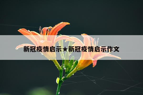 新冠疫情启示★新冠疫情启示作文