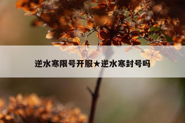 逆水寒限号开服★逆水寒封号吗