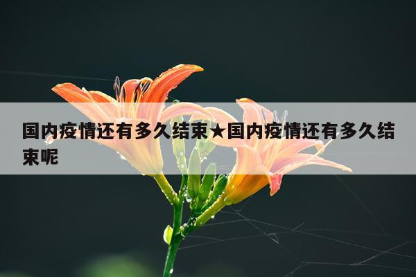 国内疫情还有多久结束★国内疫情还有多久结束呢