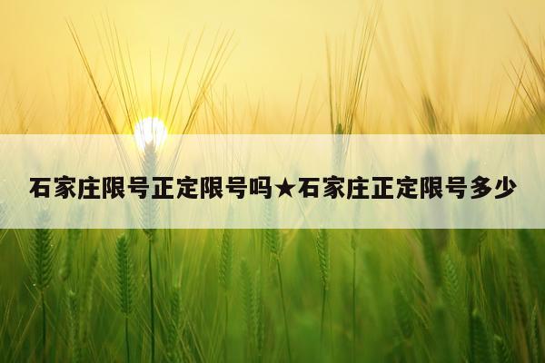 石家庄限号正定限号吗★石家庄正定限号多少