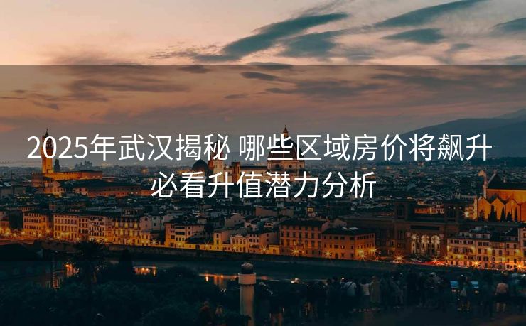 2025年武汉揭秘 哪些区域房价将飙升 必看升值潜力分析