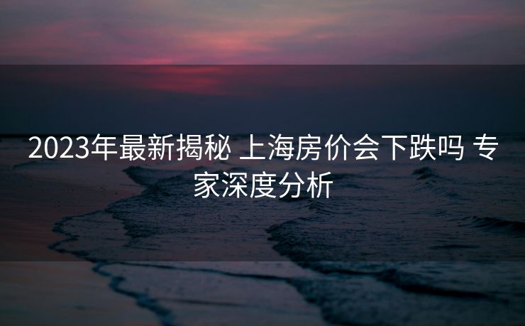 2023年最新揭秘 上海房价会下跌吗 专家深度分析