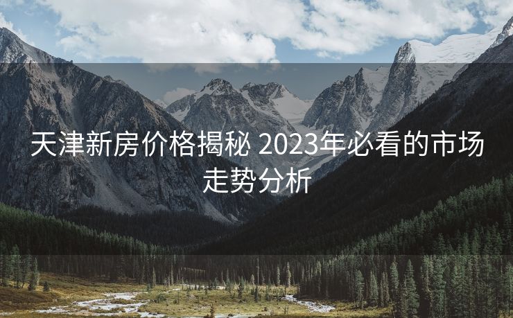 天津新房价格揭秘 2023年必看的市场走势分析