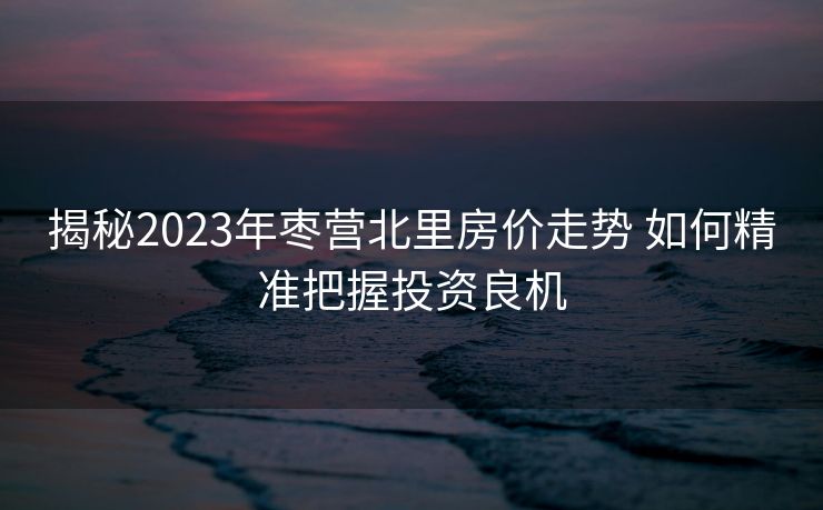 揭秘2023年枣营北里房价走势 如何精准把握投资良机
