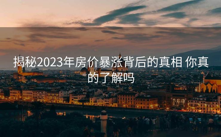 揭秘2023年房价暴涨背后的真相 你真的了解吗