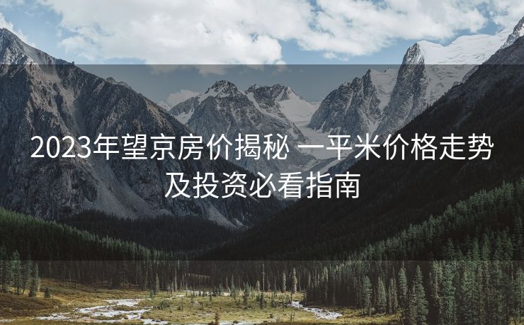 2023年望京房价揭秘 一平米价格走势及投资必看指南