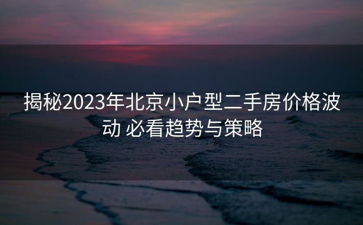 揭秘2023年北京小户型二手房价格波动 必看趋势与策略