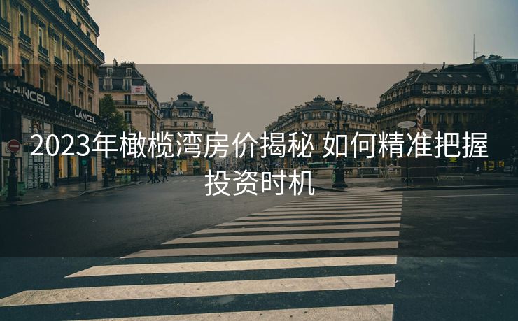 2023年橄榄湾房价揭秘 如何精准把握投资时机