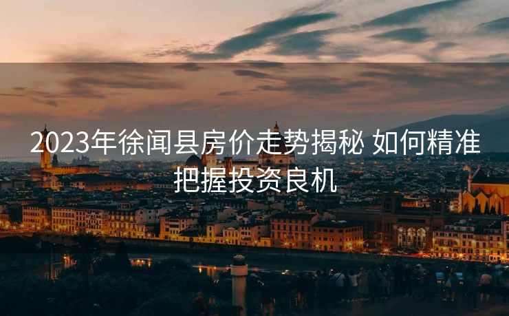 2023年徐闻县房价走势揭秘 如何精准把握投资良机