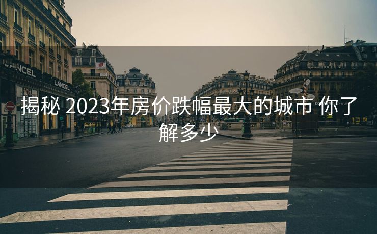 揭秘 2023年房价跌幅最大的城市 你了解多少