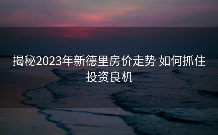 揭秘2023年新德里房价走势 如何抓住投资良机